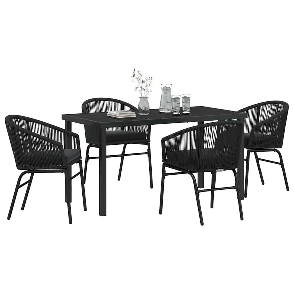 Garden Dining Set 5 Piece Outdoor Furniture Patio Dining Table Black Steel Frame