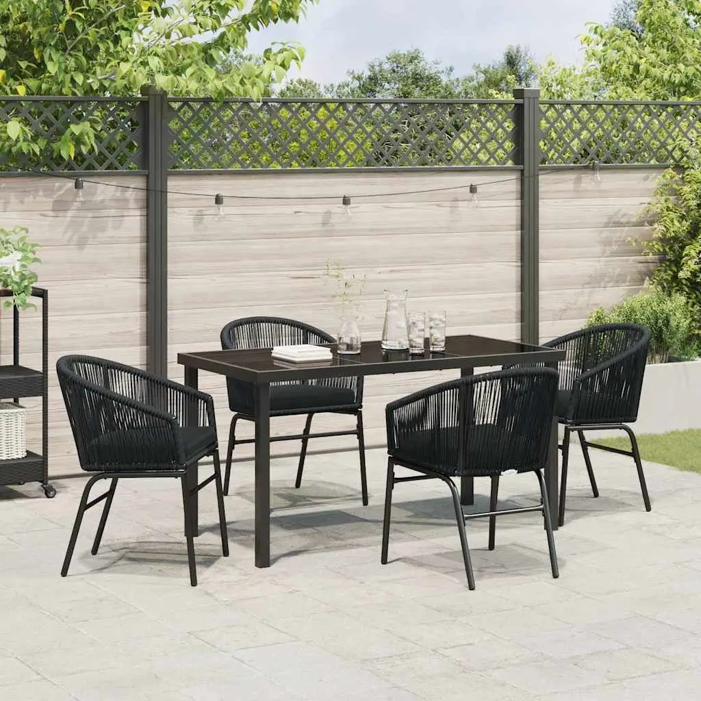 Garden Dining Set 5 Piece Outdoor Furniture Patio Dining Table Black Steel Frame
