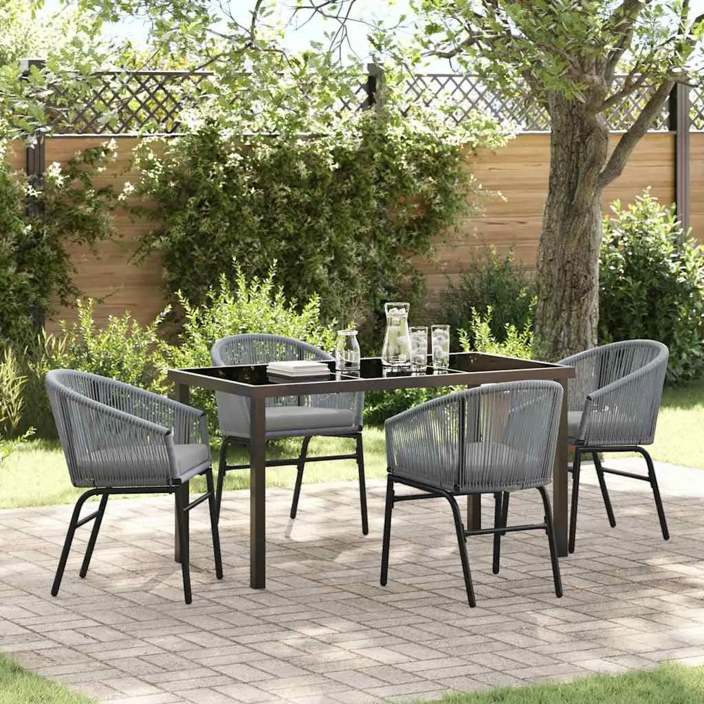 Outdoor Garden Dining Set 5 Piece Anthracite Steel Frame Glass Top