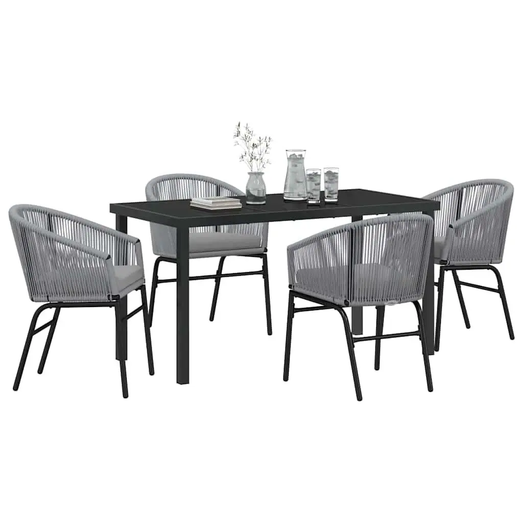 Outdoor Garden Dining Set 5 Piece Anthracite Steel Frame Glass Top