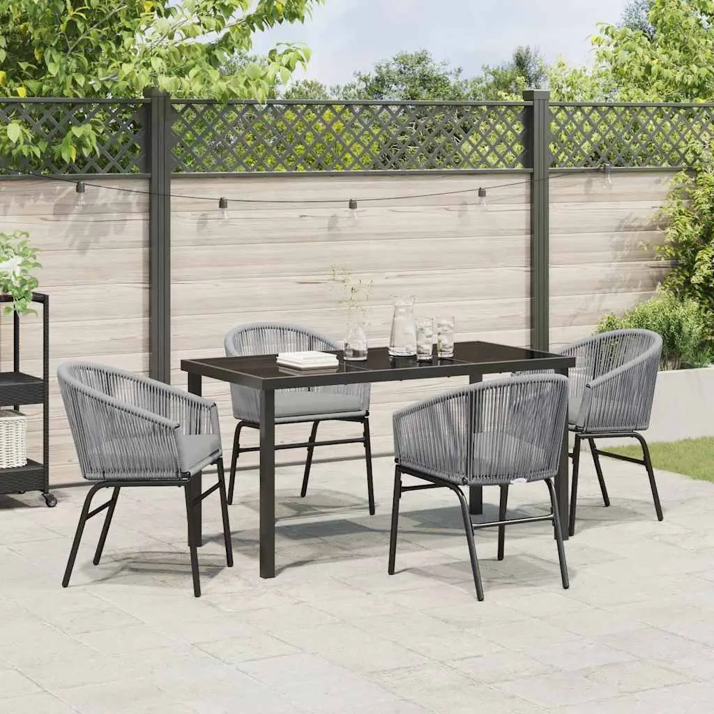 Outdoor Garden Dining Set 5 Piece Anthracite Steel Frame Glass Top