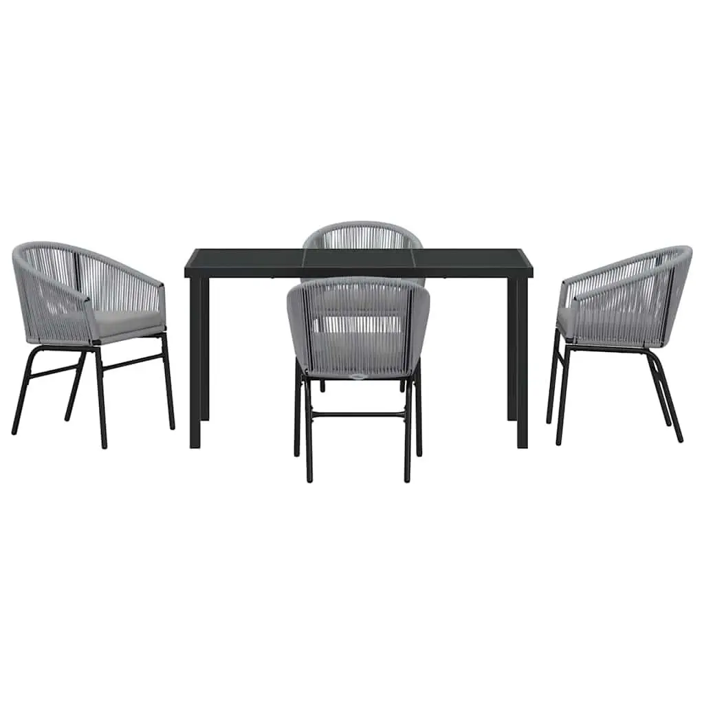 Outdoor Garden Dining Set 5 Piece Anthracite Steel Frame Glass Top