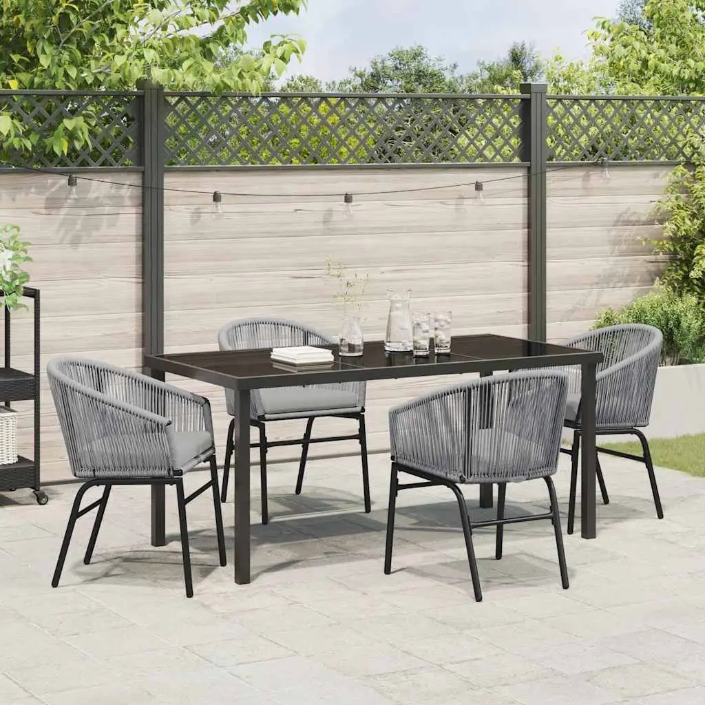 Outdoor Dining Set 5 Piece Garden Furniture Anthracite Steel Frame Glass Top