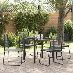 Garden Dining Set 5 Pieces Black Rectangular Outdoor Furniture Patio Table