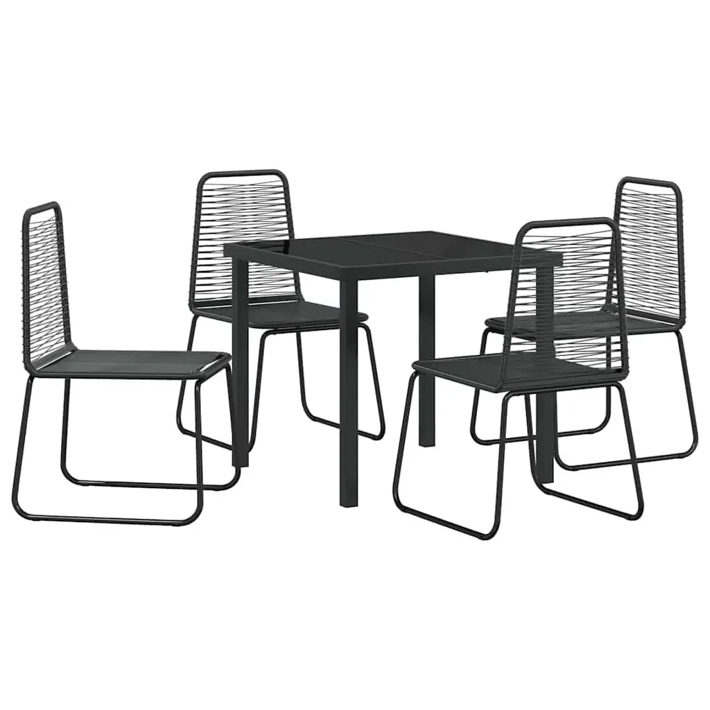 Garden Dining Set 5 Pieces Black Rectangular Outdoor Furniture Patio Table