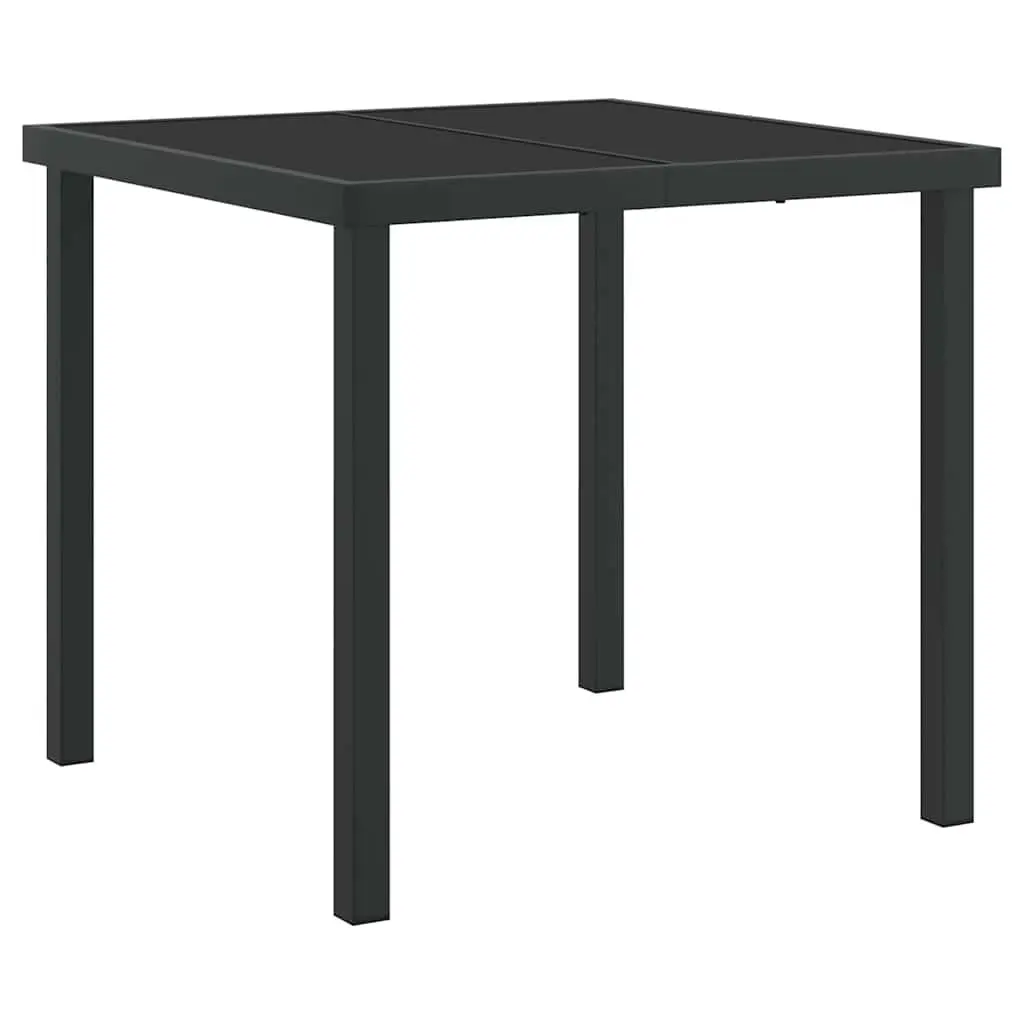 Garden Dining Set 5 Pieces Black Rectangular Outdoor Furniture Patio Table