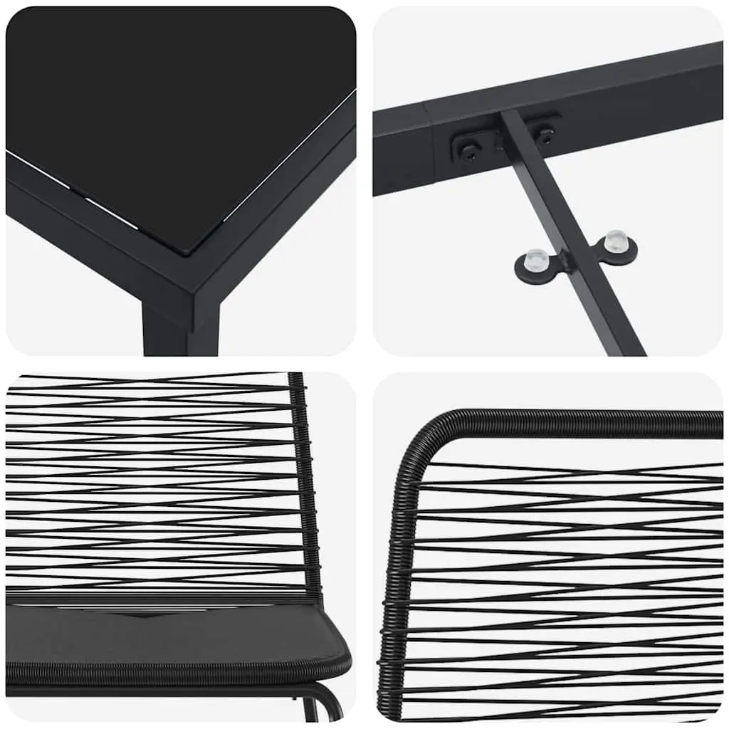 Black Garden Dining Set with Minimal Maintenance