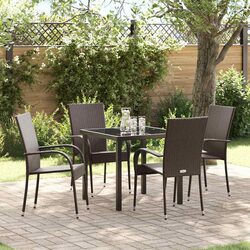 Comfortable 5-Piece Brown Dining Set for Outdoor Use