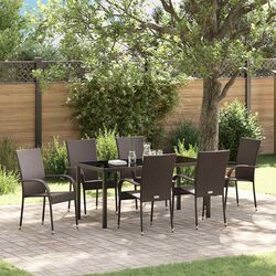 Warm and Durable 7-Piece Brown Outdoor Dining Set