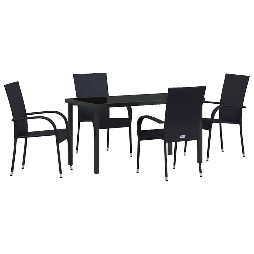 Garden Dining Set 5 Piece Outdoor Furniture Black Steel Frame Patio Table Chairs
