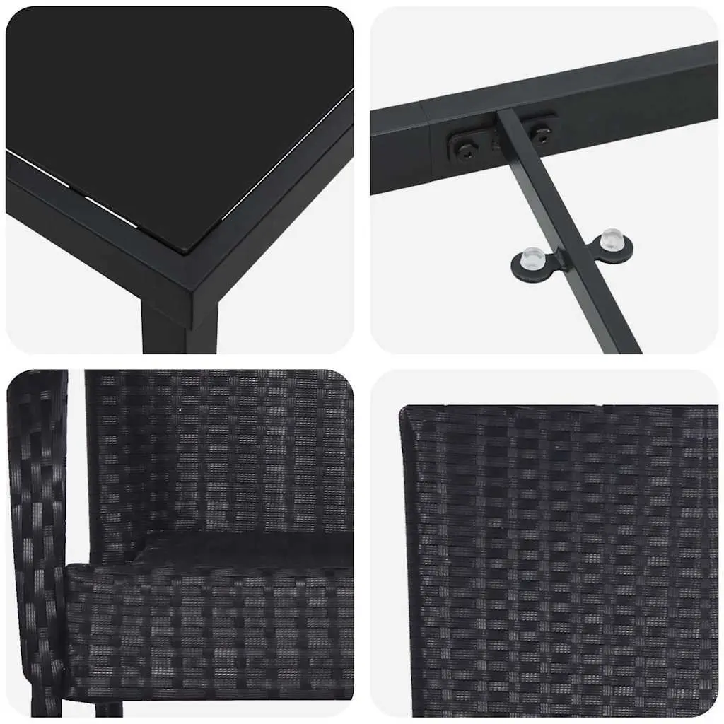Garden Dining Set 5 Piece Outdoor Furniture Black Steel Frame Patio Table Chairs