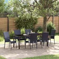 Reliable 7-Piece Outdoor Dining Set - Black Steel Frame