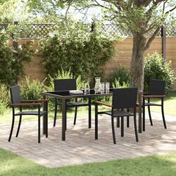 Comfortable Black Steel Outdoor Dining Set 5 Piece