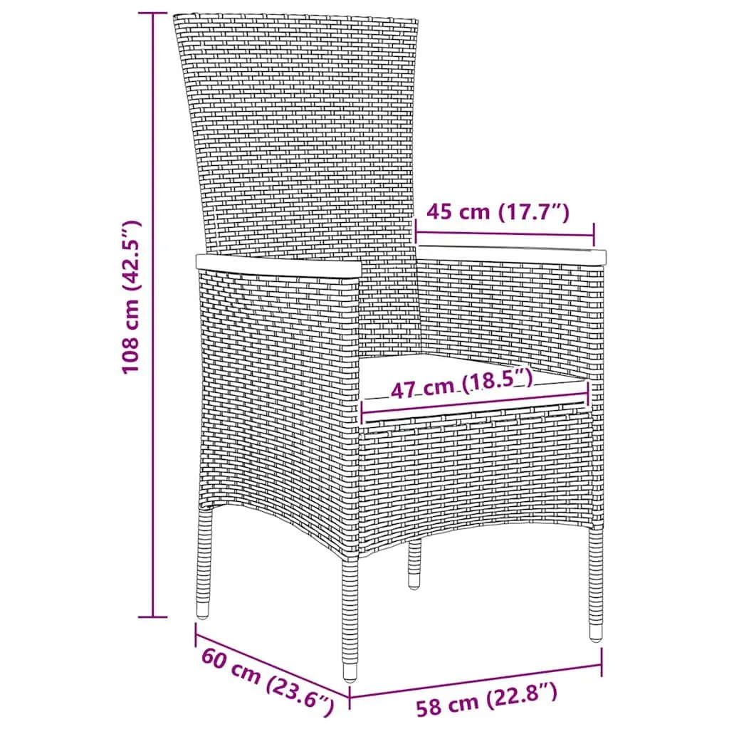 Outdoor Lounge Furniture Set 3 Piece Rectangular Dining Grey Steel Frame with Glass Top