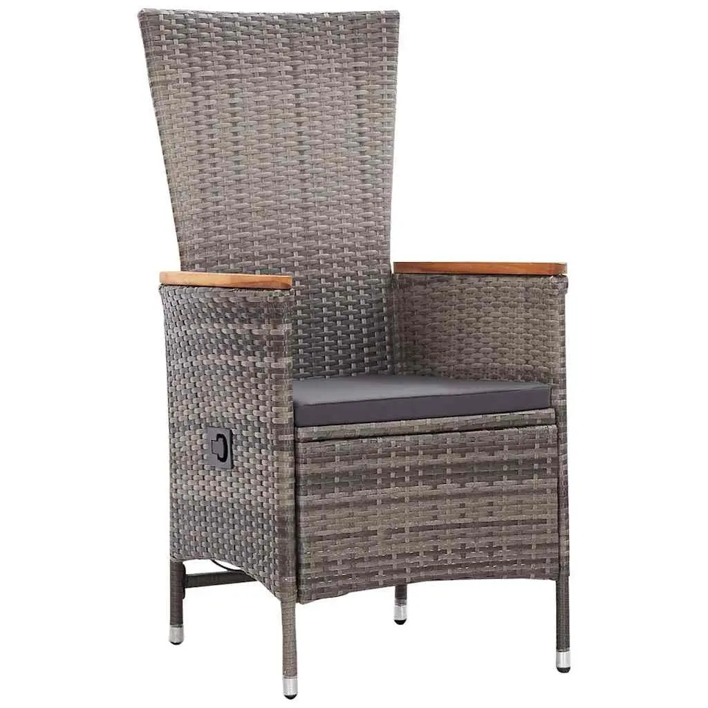 Garden Dining Set 7 Piece Outdoor Furniture Grey Steel Rattan Glass Table Chairs