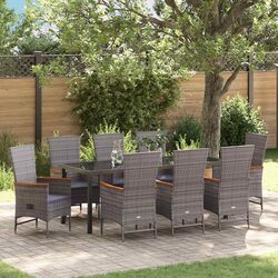 Practical Grey Garden Dining Set with 9 Pieces