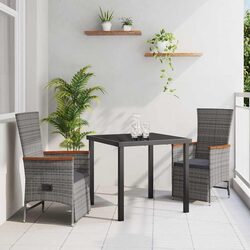 Practical 3-Piece Grey Dining Set with Water-Resistant Cushions