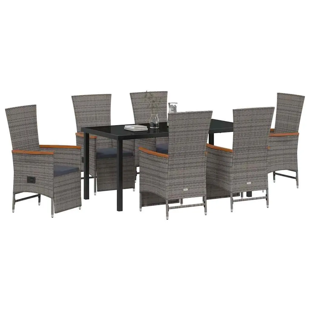 Garden Dining Set Outdoor Furniture 7 Piece Grey Poly Rattan with Cushions