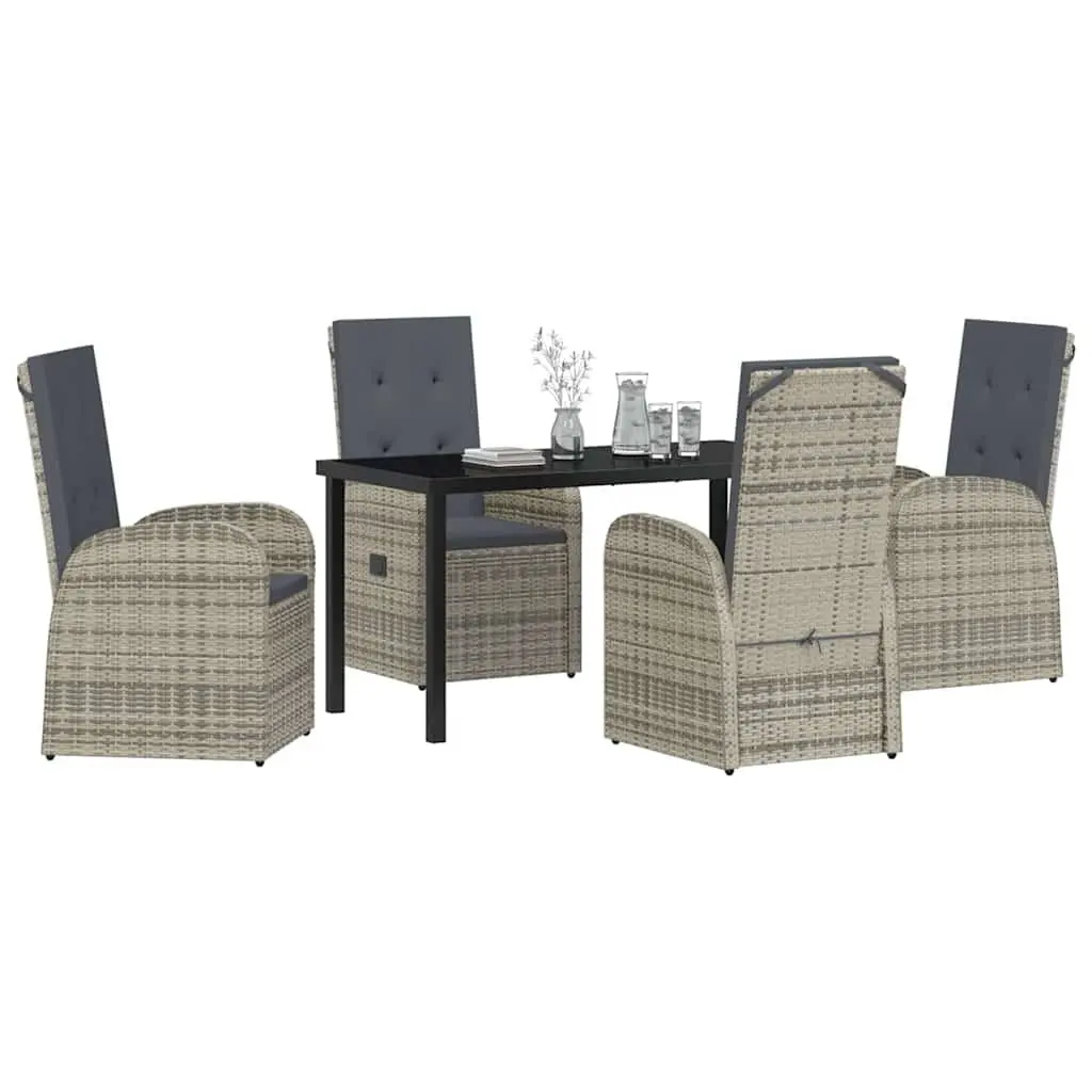 Outdoor Furniture Set 5 Piece Dining Grey Poly Rattan Table and Chairs for Garden and Patio
