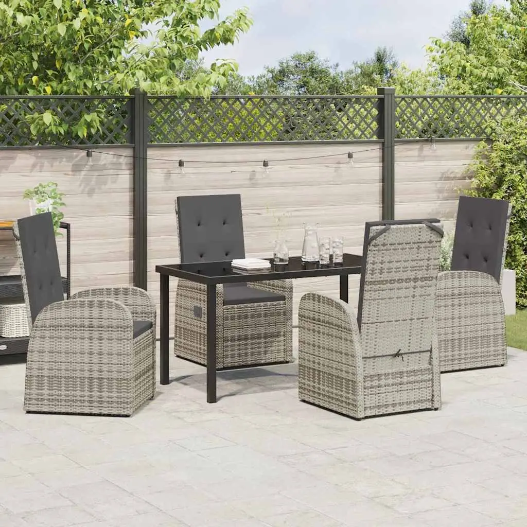 Outdoor Furniture Set 5 Piece Dining Grey Poly Rattan Table and Chairs for Garden and Patio