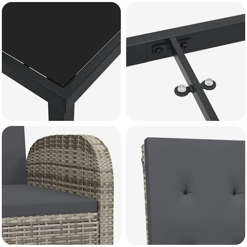 Outdoor Furniture Set 5 Piece Dining Grey Poly Rattan Table and Chairs for Garden and Patio