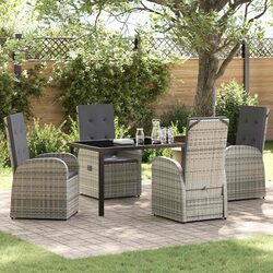 Grey 5 Piece Garden Dining Set with Adjustable Backrests