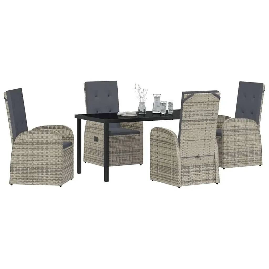 Grey 5 Piece Garden Dining Set with Adjustable Backrests