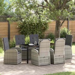 Value-Driven 7-Piece Grey Garden Dining Set with Cushions