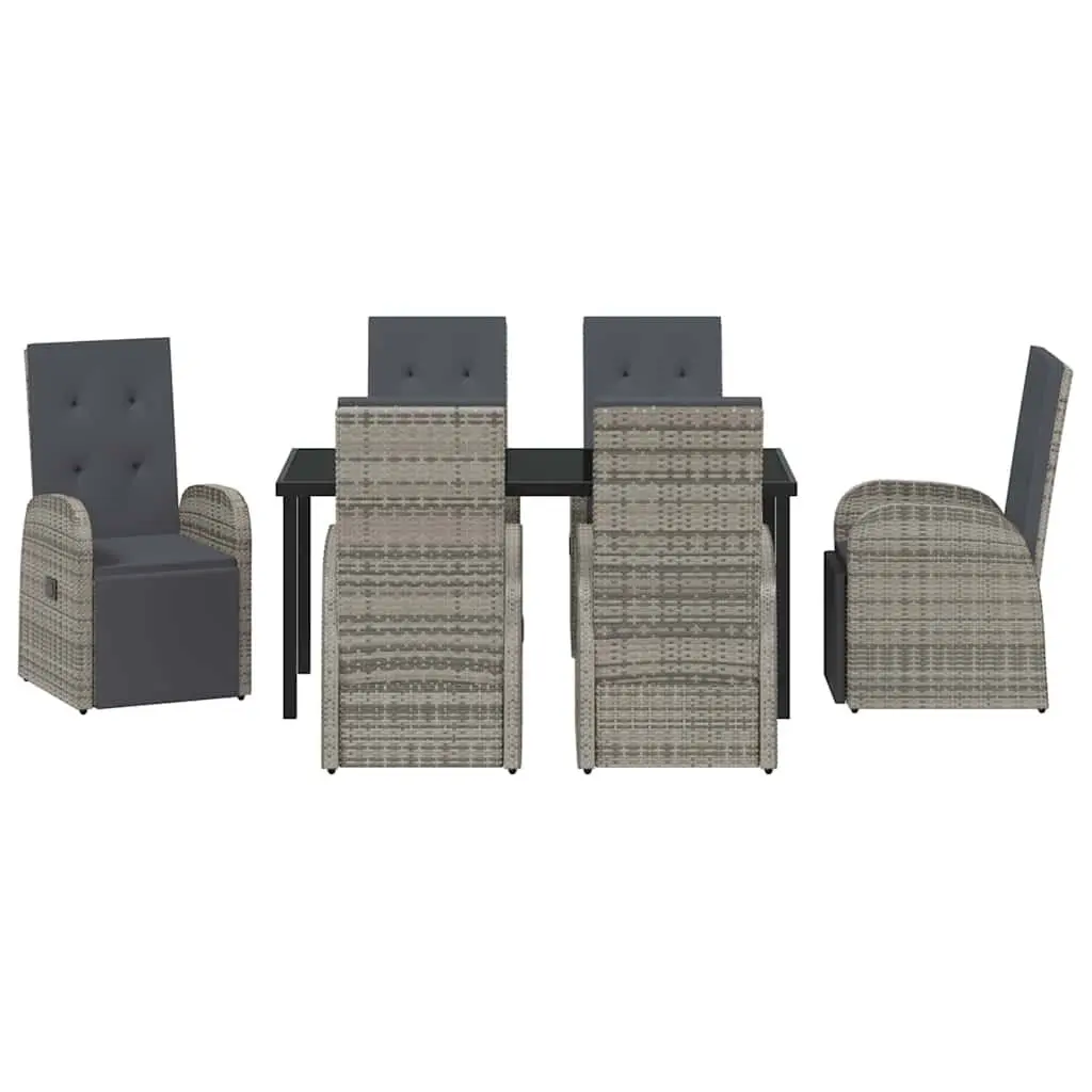 Garden Dining Set 7 Piece Grey Poly Rattan Outdoor Furniture Patio Table Chairs