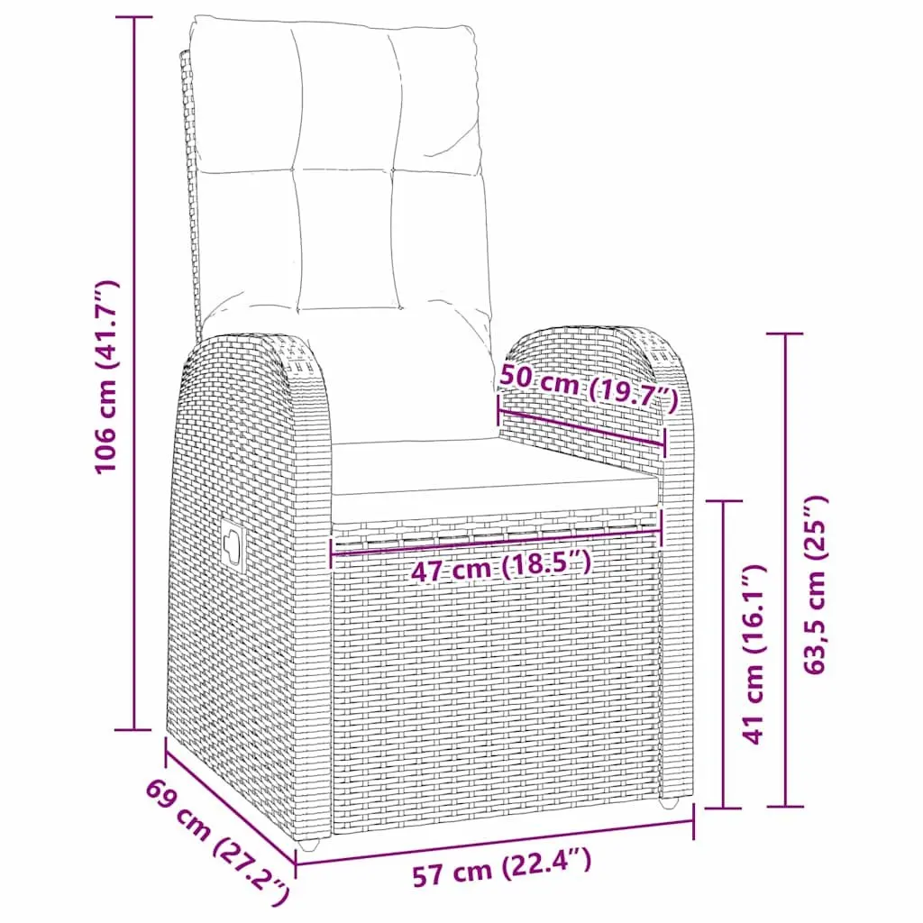 Outdoor Dining Set 3 Piece Black Rattan Garden Furniture with Tempered Glass