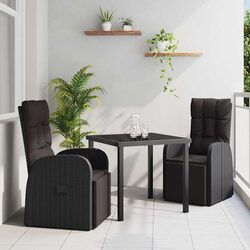 Comfortable Black 3 Piece Dining Set for Outdoors