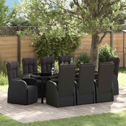 Reliable 9-Piece Black Dining Set with Adjustable Chairs