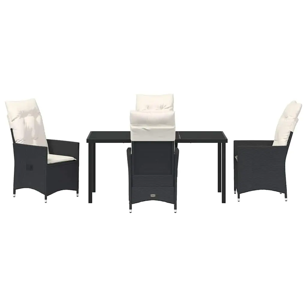 Outdoor Garden Dining Set 5 Piece Black Poly Rattan Patio Furniture with
