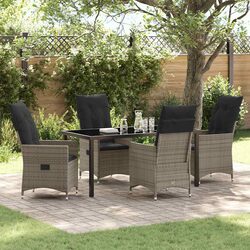Comfortable Grey 5 Piece Garden Dining Set with Cushions