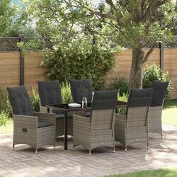 Sleek 7-Piece Grey Outdoor Dining Set with Cushions