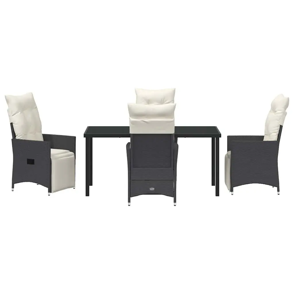 Outdoor Dining Set 5 Piece Black Poly Rattan Garden Furniture
