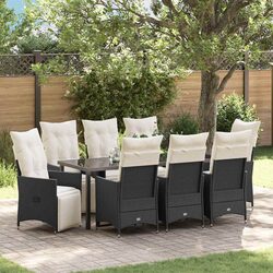 Comfortable 9-Piece Black Dining Set for Outdoors