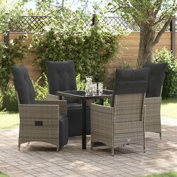 Reliable and Stylish 5-Piece Grey Dining Set for Outdoors