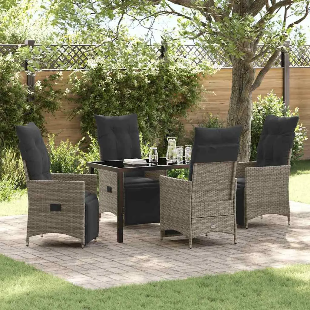 5-Piece Grey Dining Set for Outdoor Spaces