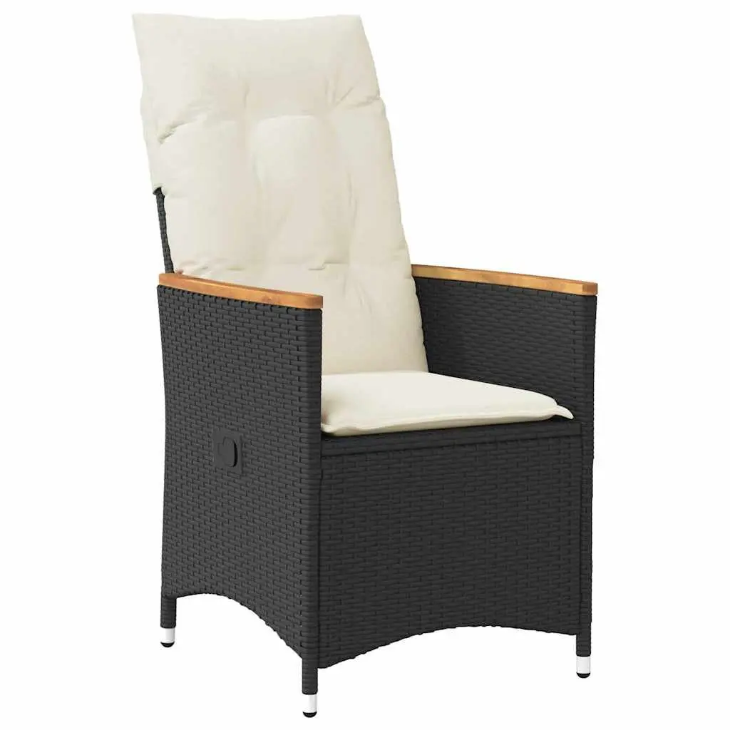 3 Piece Black Poly Rattan Garden Dining Set Outdoor Furniture