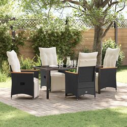 Reliable 5-Piece Outdoor Dining Set in Black Rattan