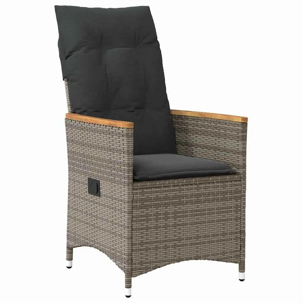 Garden Dining Set 3 Pieces Outdoor Furniture Grey Poly Rattan with Cushions