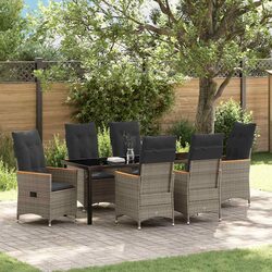 Comfortable 7-Piece Garden Dining Set in Grey