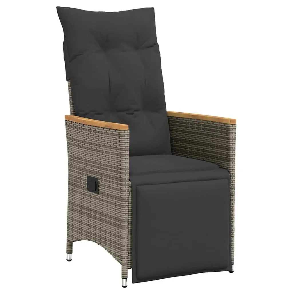 Garden Dining Set 3 pcs Outdoor Furniture Adjustable Backrest Grey Poly Rattan