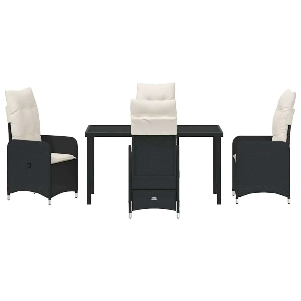 Garden Dining Set 5 Piece Outdoor Furniture Table Chairs Cushions Adjustable Backrest Black