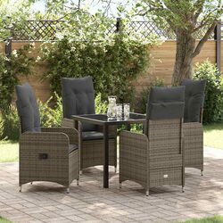 Reliable 5-Piece Grey Outdoor Dining Set with Cushions