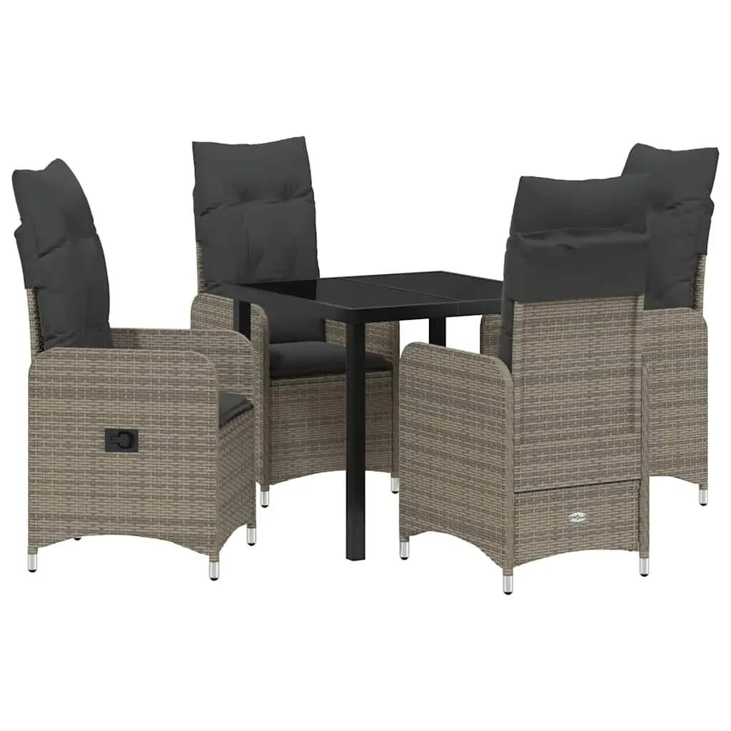 Outdoor Dining Set 5 Pieces Grey Garden Furniture Patio Table Chairs Cushions