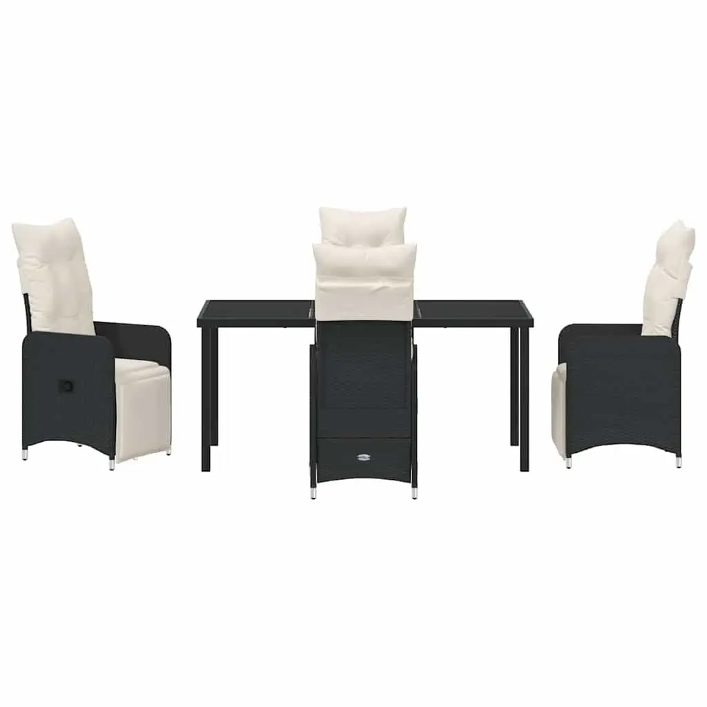 Outdoor Garden Dining Set 5 Piece Black Poly Rattan Patio Table Chairs