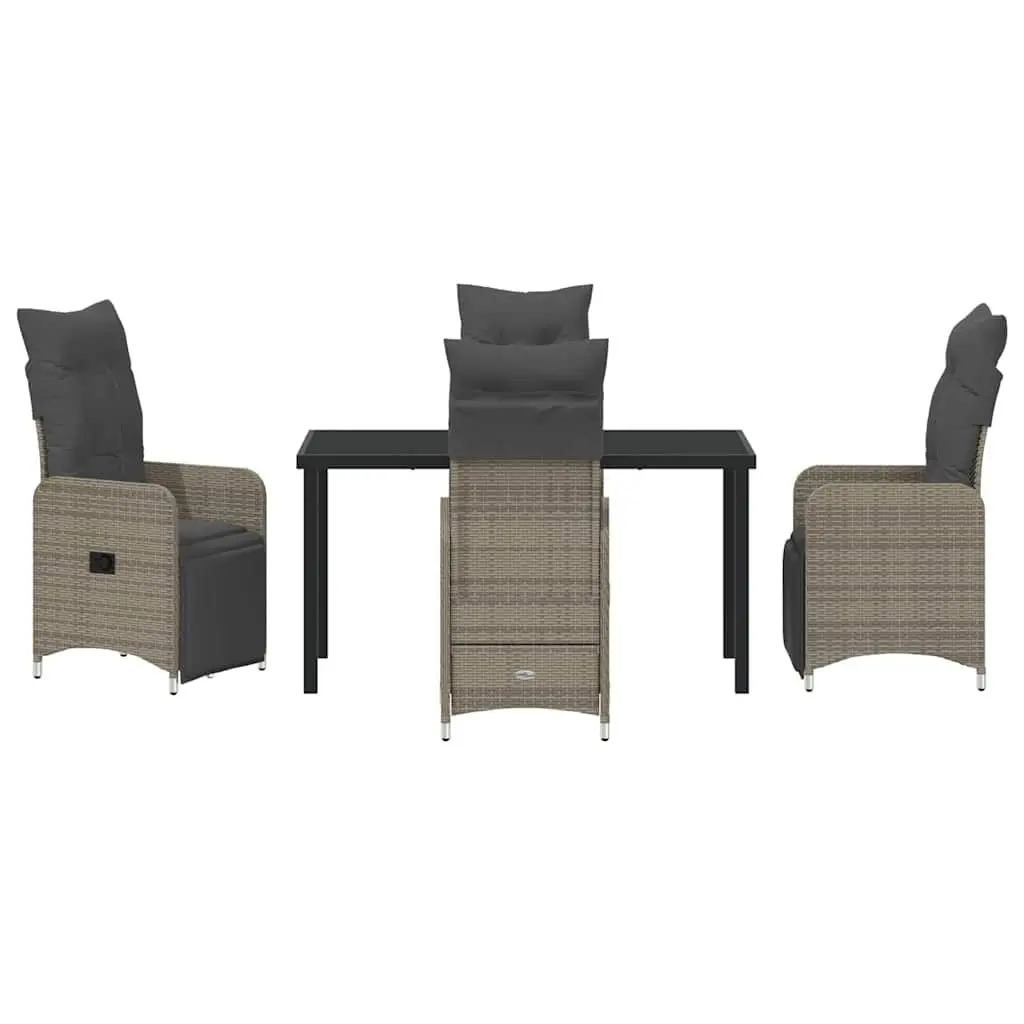 Outdoor Furniture Dining Set 5 Piece Grey Poly Rattan Patio Table with Cushioned Chairs