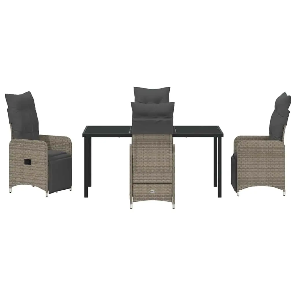 Garden Dining Set 5 Pieces Outdoor Furniture Grey Poly Rattan Table Chairs